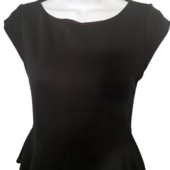 Alice & Olivia Employed Black Peplum Career Wear to Work Sheath Dress Size 4 - Picture 4 of 8